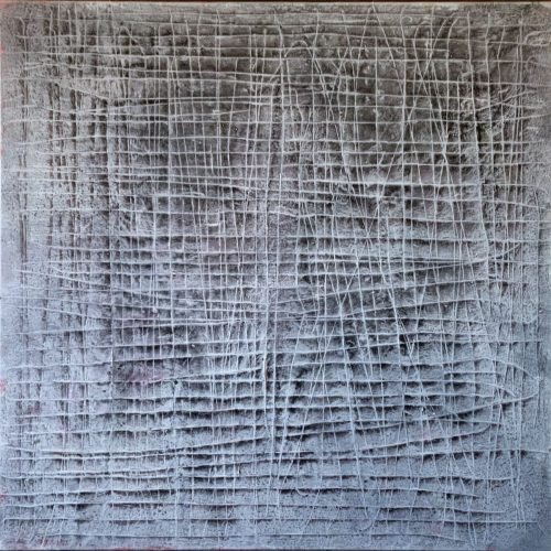 Abstract, raamwerk met vliegertouw, 130 x 130 cm
