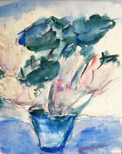 Vaas met bloemen, aquarel, 43 x 37,5 cm