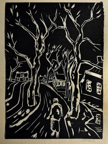 Linoleumsnede, 46x36 cm, 1956